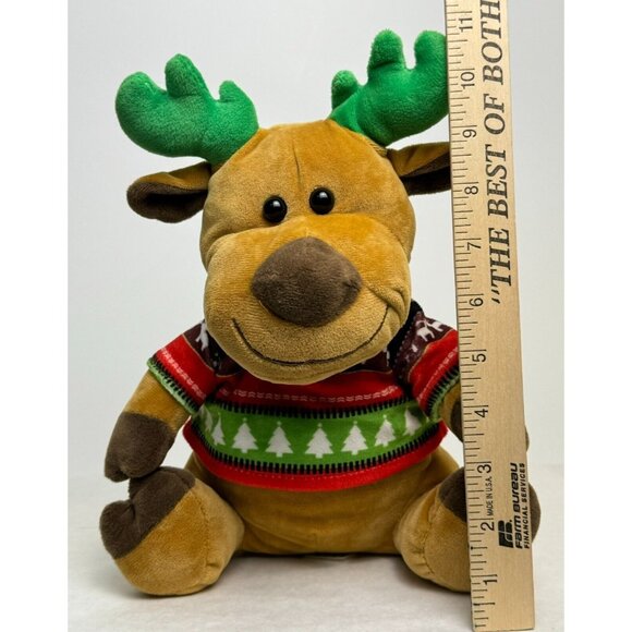 Kellytoy Plush Reindeer Moose 11" Stuffed Animal With Festive Christmas Sweater - Picture 8 of 10